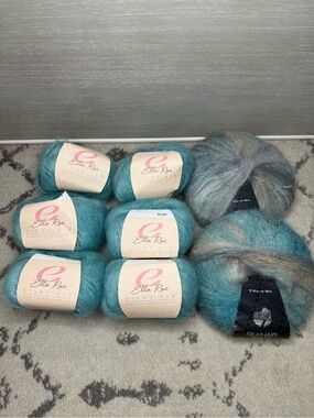 ELLA RAE Silky Kid Seaglass 29 LANA GROSSA Silkhair Print Mohair Lace Yarn Lot